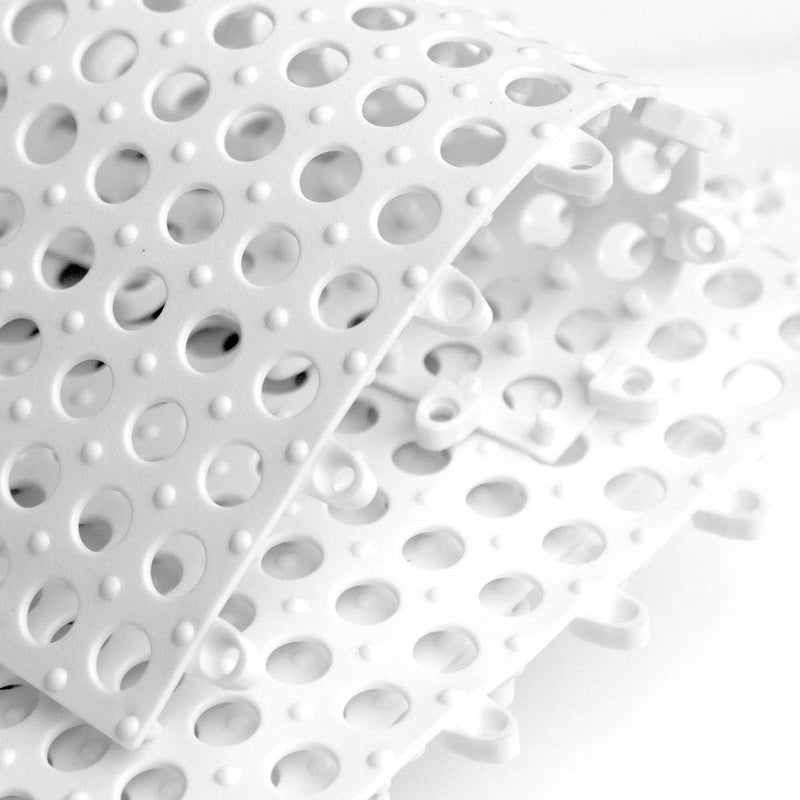 ALFEEL 10Pcs Interlocking Soft PVC Non-Slip Tile Splicing Waterproof Mat Drain Pool Shower Bath Kitchen Cushion 11.8" x 11.8" Mats Thin Type (11.8" x 11.8", White) - Image 2